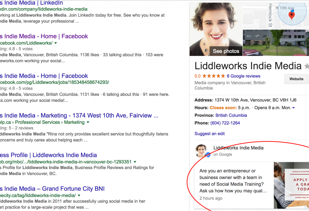 Google Business Listing Page Post