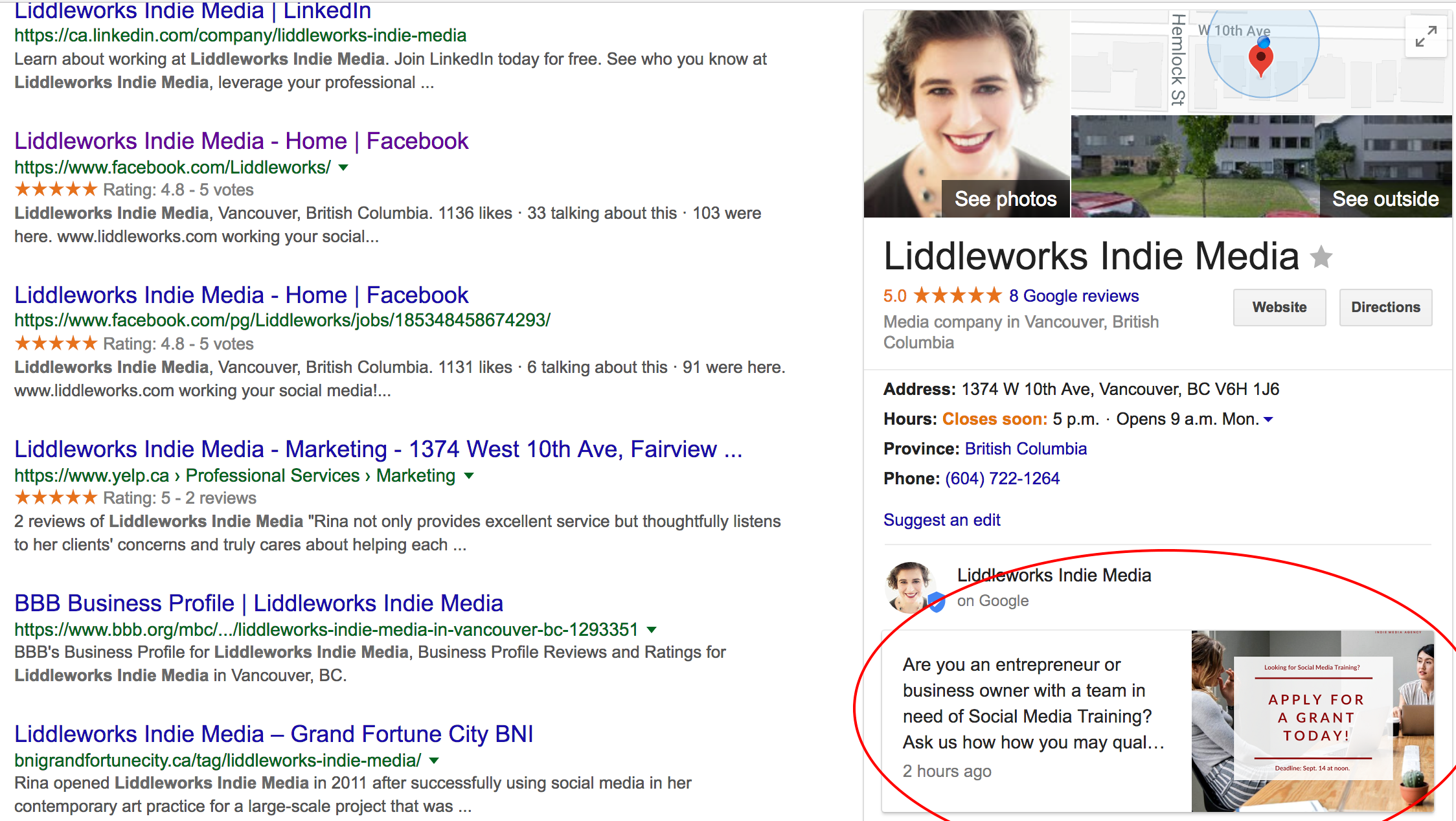 Google Business Listing Page Post