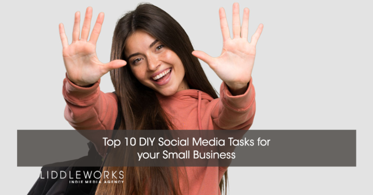 woman holding up 10 fingers for Top 10 DIY Social Media Tasks for your Small Business